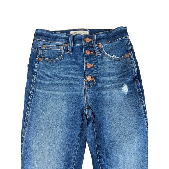 Madewell 10" High-Rise Button Fly Skinny Jeans in Dewitt Wash Size 23 - Picture 2 of 6